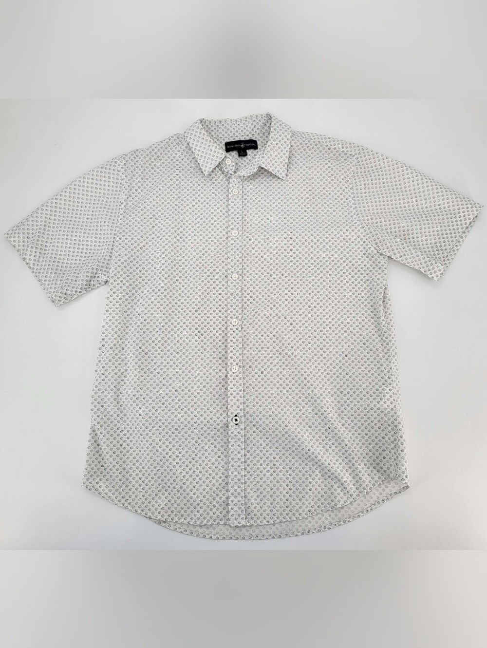 Beverly Hills Polo Club White Short-Sleeve Patterned Button-Down Shirt